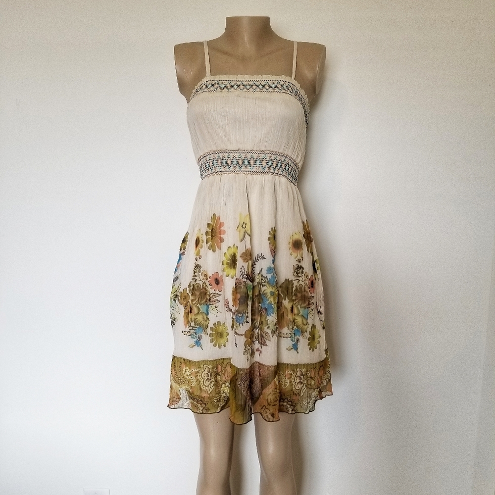 Floral Cream Strappy Dress